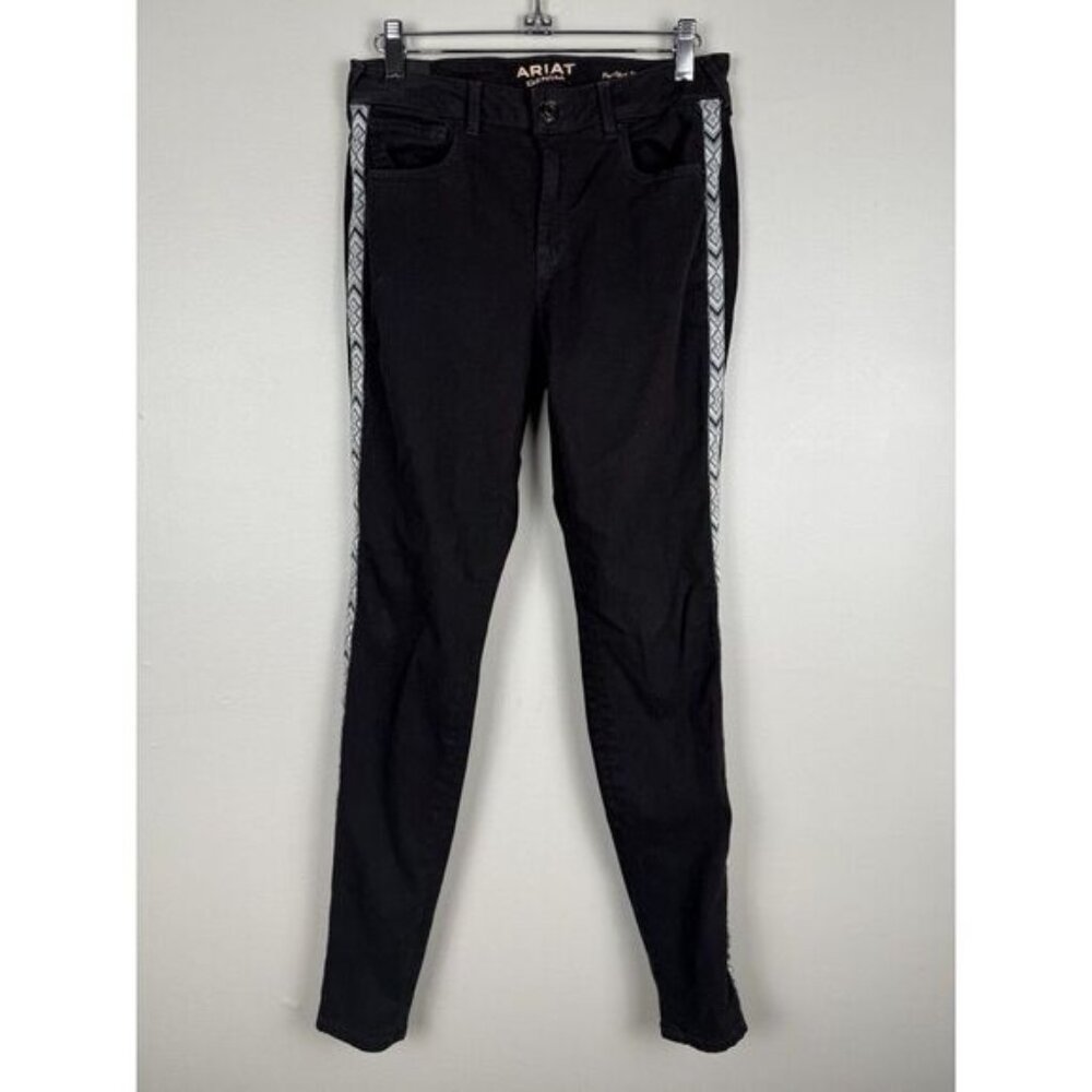 Ariat Perfect Rise Black Jeans Western Embroidered Cowgirl Rodeo Pants Womens 26
